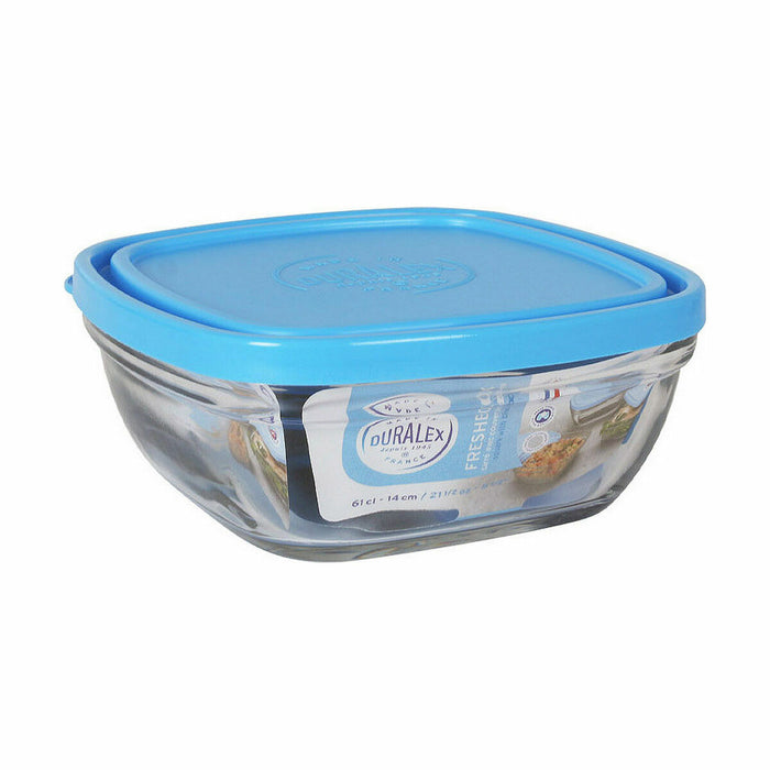 Panier-repas carré avec couvercle Duralex FreshBox Bleu 610 ml 14 x 14 x 6 cm (12 Unités)