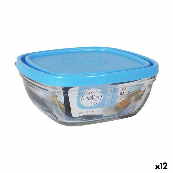 Panier-repas carré avec couvercle Duralex FreshBox Bleu 610 ml 14 x 14 x 6 cm (12 Unités)