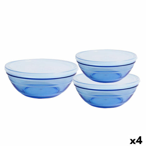 Set de Bols Duralex   Bleu Avec couvercle 3 Pièces (4 Unités)