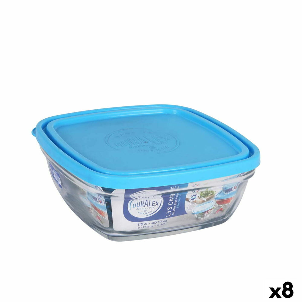 Panier-repas carré avec couvercle Duralex FreshBox Bleu 1,15 L 17 x 17 x 7 cm (8 Unités)