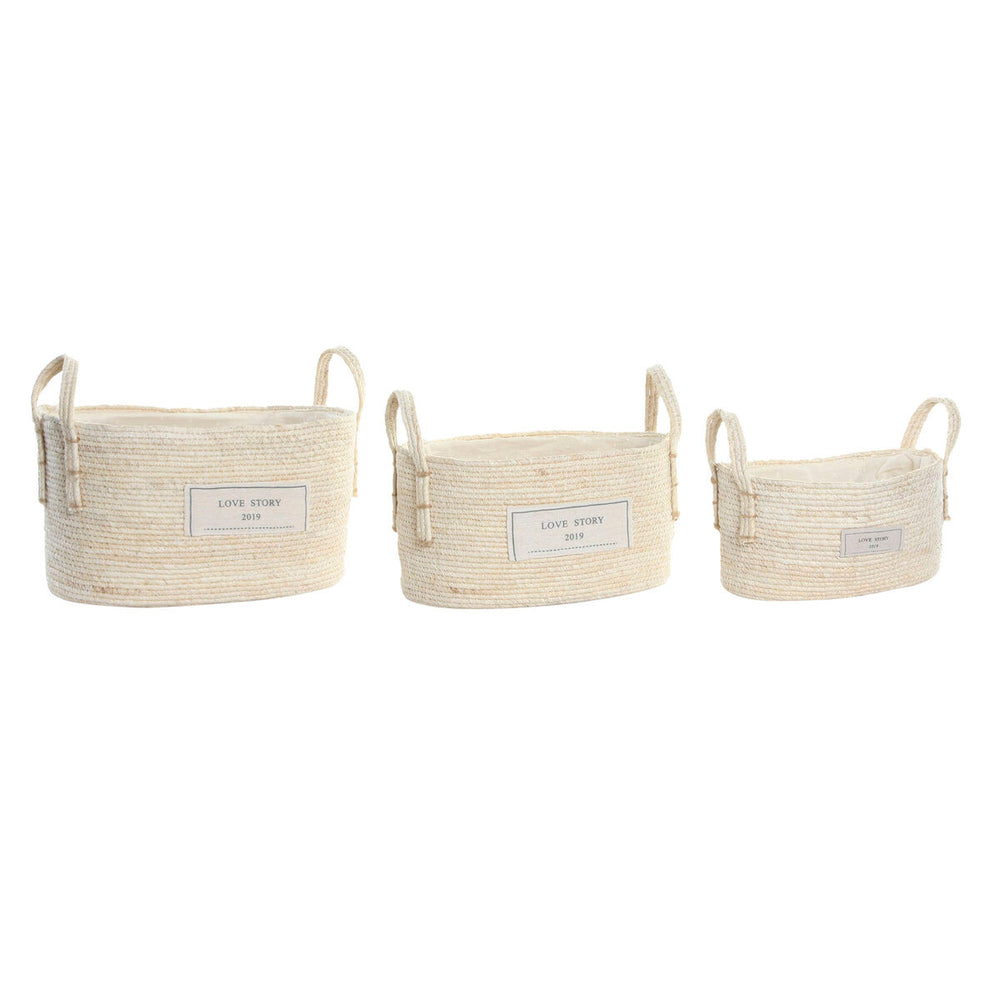 Set de basket DKD Home Decor Coton Fibre (34 x 23 x 20 cm)