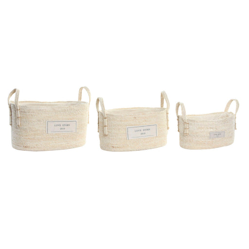 Set de basket DKD Home Decor Coton Fibre (34 x 23 x 20 cm)